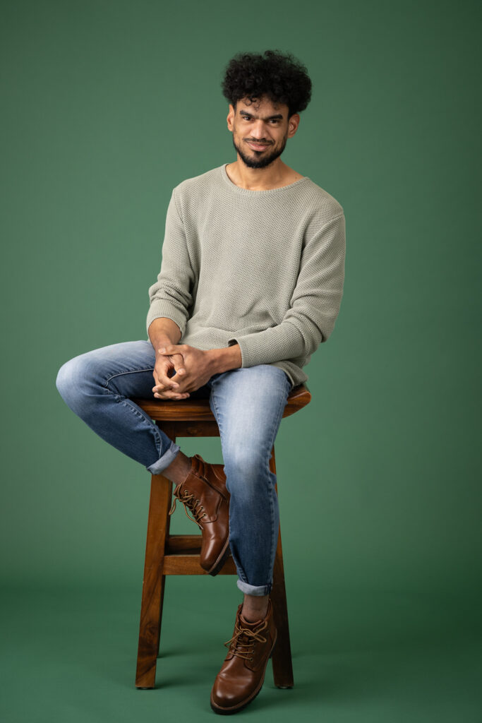Portrait on a green background